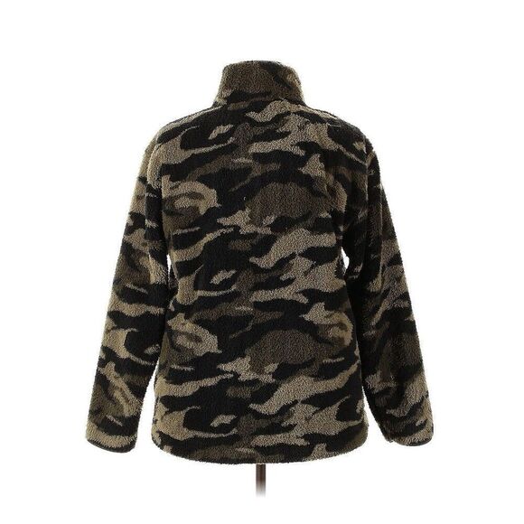 NEW Bebe Sport Fleece Pullover 1/4 Zip Sweatshirt Size Medium Green Camo - Picture 2 of 10